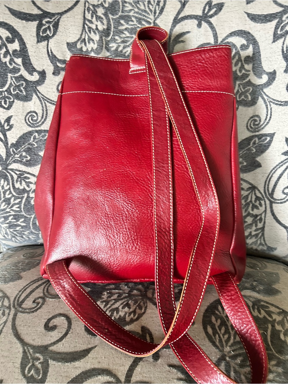 Sundance Red Leather Backpack Tote Convertible Bag like NEW - Picture 7 of 8